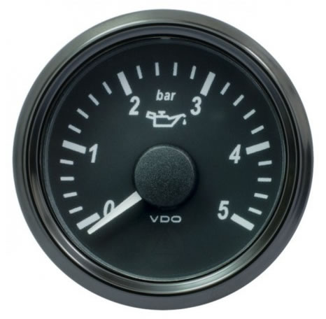 VDO SingleViu Engine Oil Pressure Gauges 5Bar Black 52mm